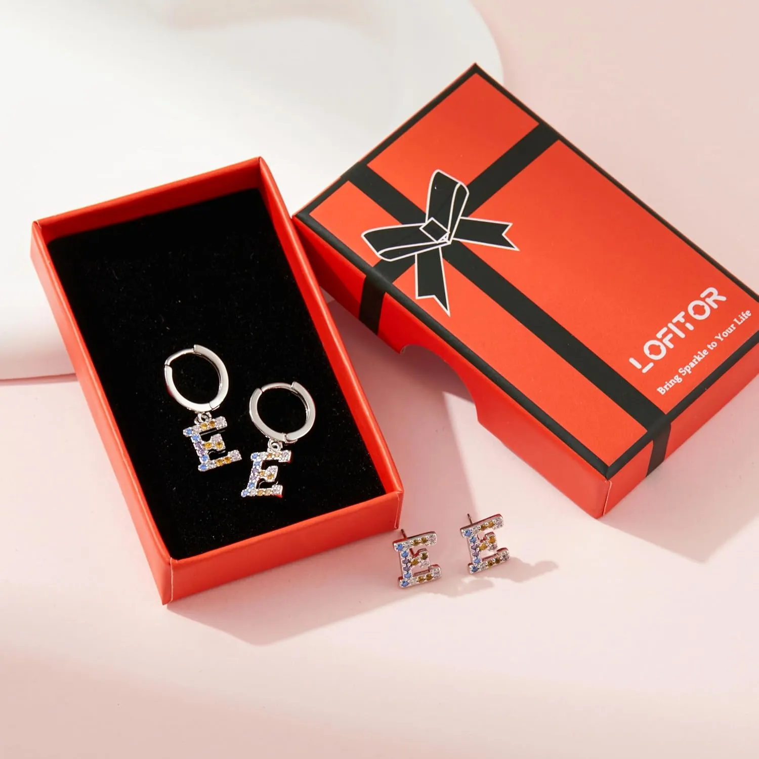 Hypoallergenic Earrings for Women Girls Sterling Silver 925-Littel Cute Kids Stud Hoop Initial Letter Dangle Earring Jewelry Present