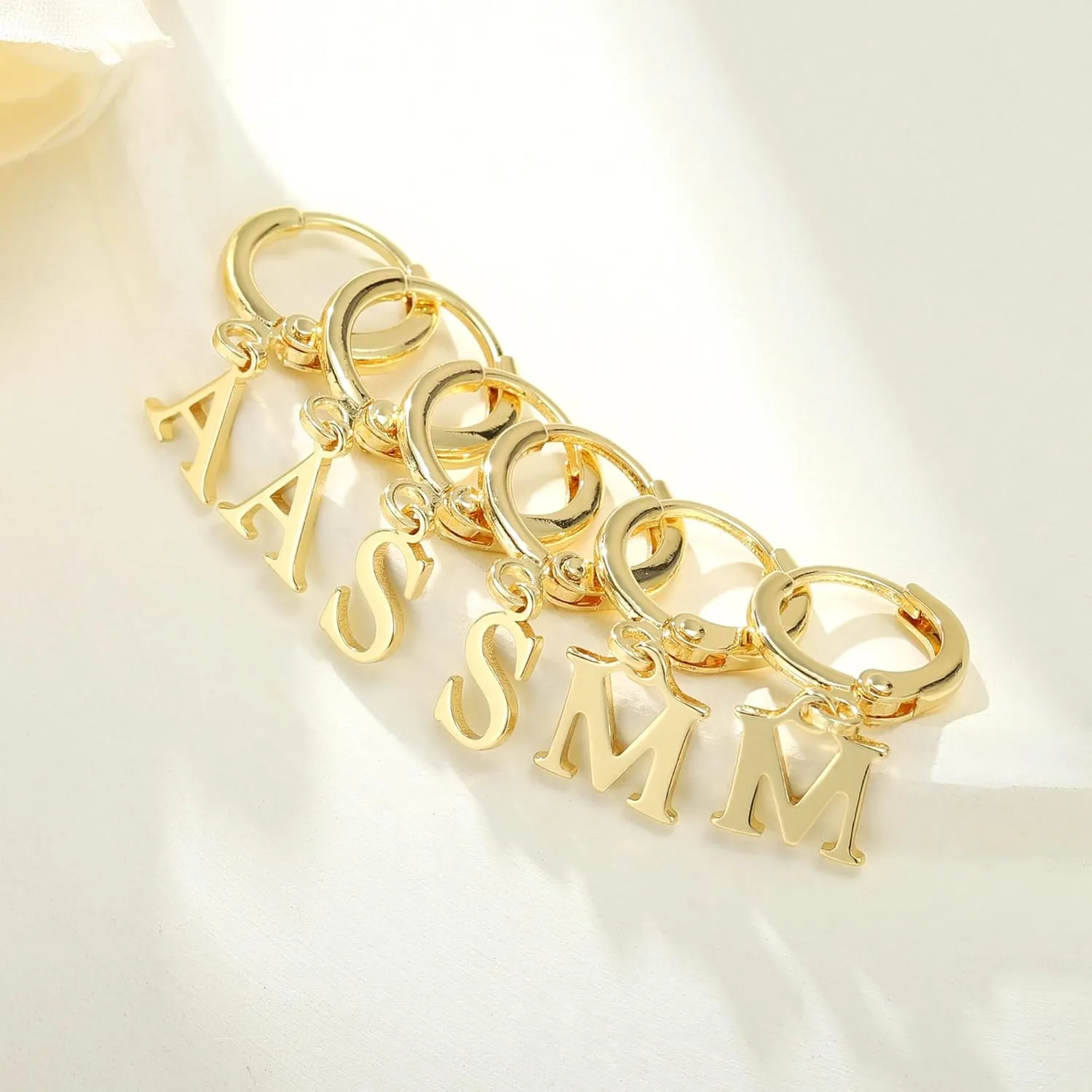 IEFWELL Initial Hoop Earrings - 925 Sterling Silver Post Hypoallergenic Small Gold Huggie Hoop Earrings, Dangle Earrings for Women Girls Jewelry Gifts for Women Mom