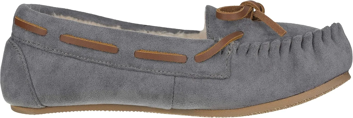 ILLUDE Womens Moccasin Slipper Vegan Suede Faux Fur Lined Indoor Outdoor Moccasins Slip On Loafers Moccasins Shoes