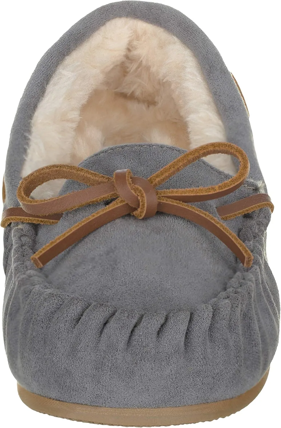ILLUDE Womens Moccasin Slipper Vegan Suede Faux Fur Lined Indoor Outdoor Moccasins Slip On Loafers Moccasins Shoes