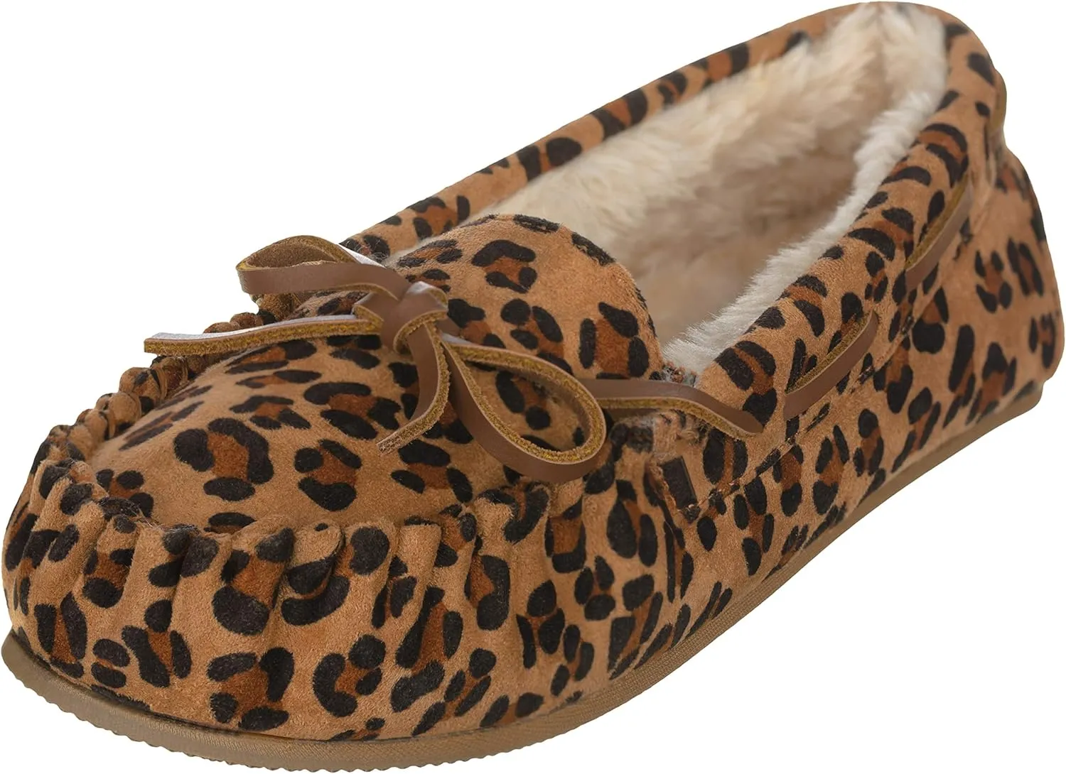 ILLUDE Womens Moccasin Slipper Vegan Suede Faux Fur Lined Indoor Outdoor Moccasins Slip On Loafers Moccasins Shoes