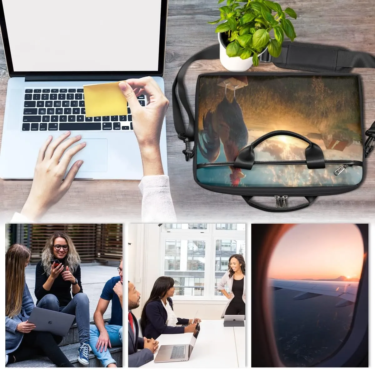 Independence Day Vintage Star Laptop Shoulder Messenger Bag Waterproof Laptop Briefcase Handle Padded Strap