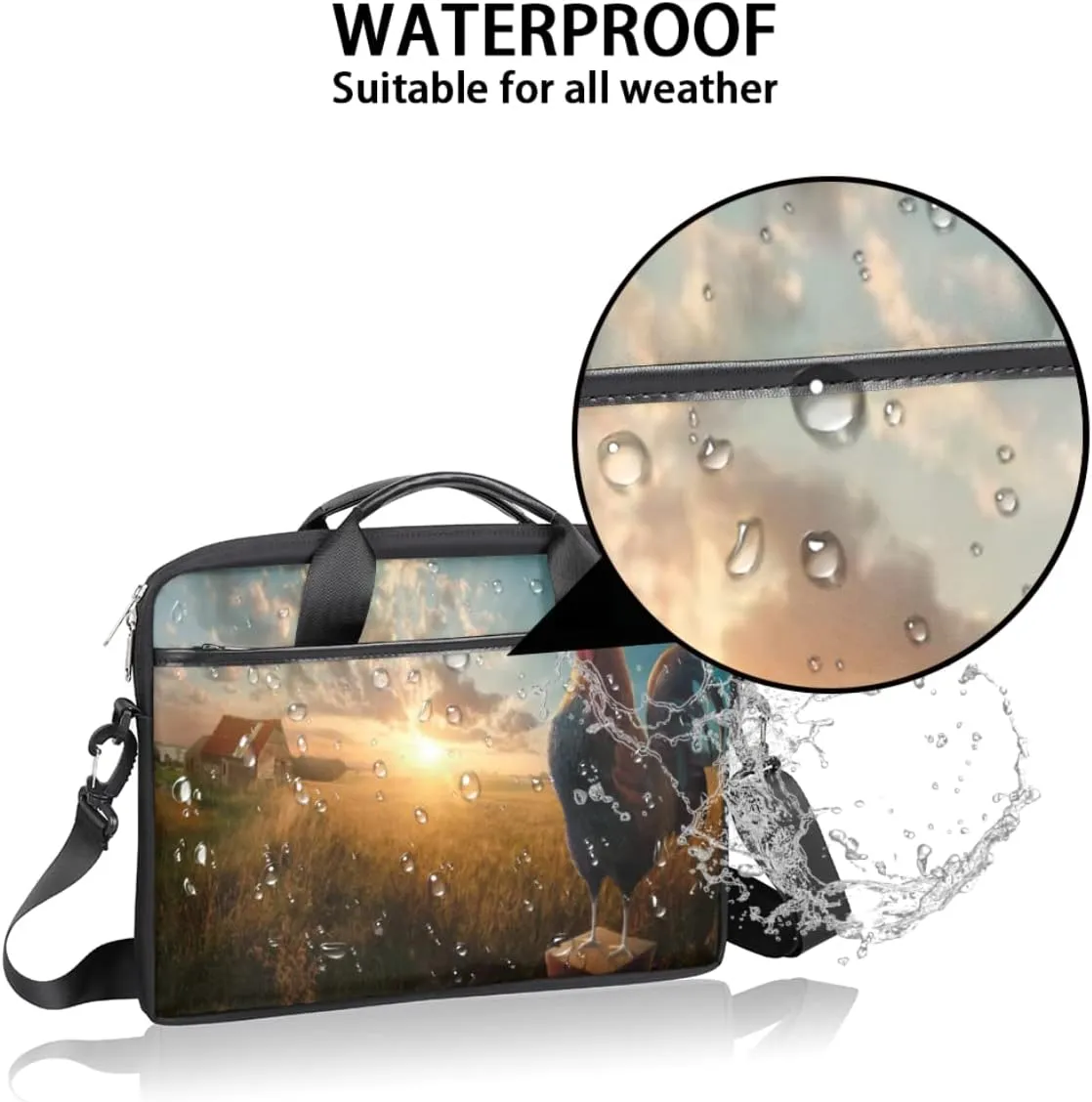 Independence Day Vintage Star Laptop Shoulder Messenger Bag Waterproof Laptop Briefcase Handle Padded Strap