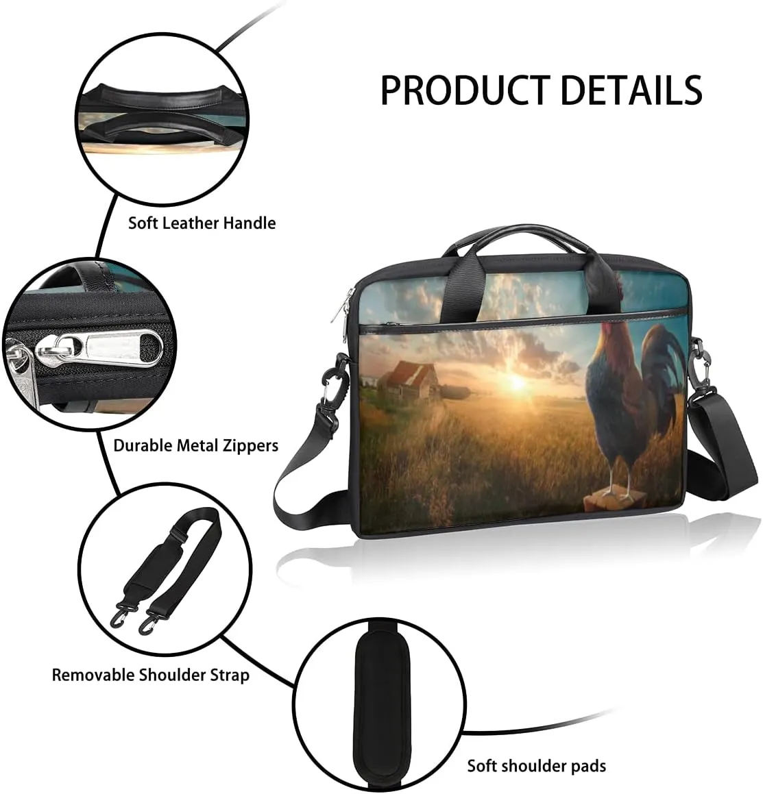 Independence Day Vintage Star Laptop Shoulder Messenger Bag Waterproof Laptop Briefcase Handle Padded Strap