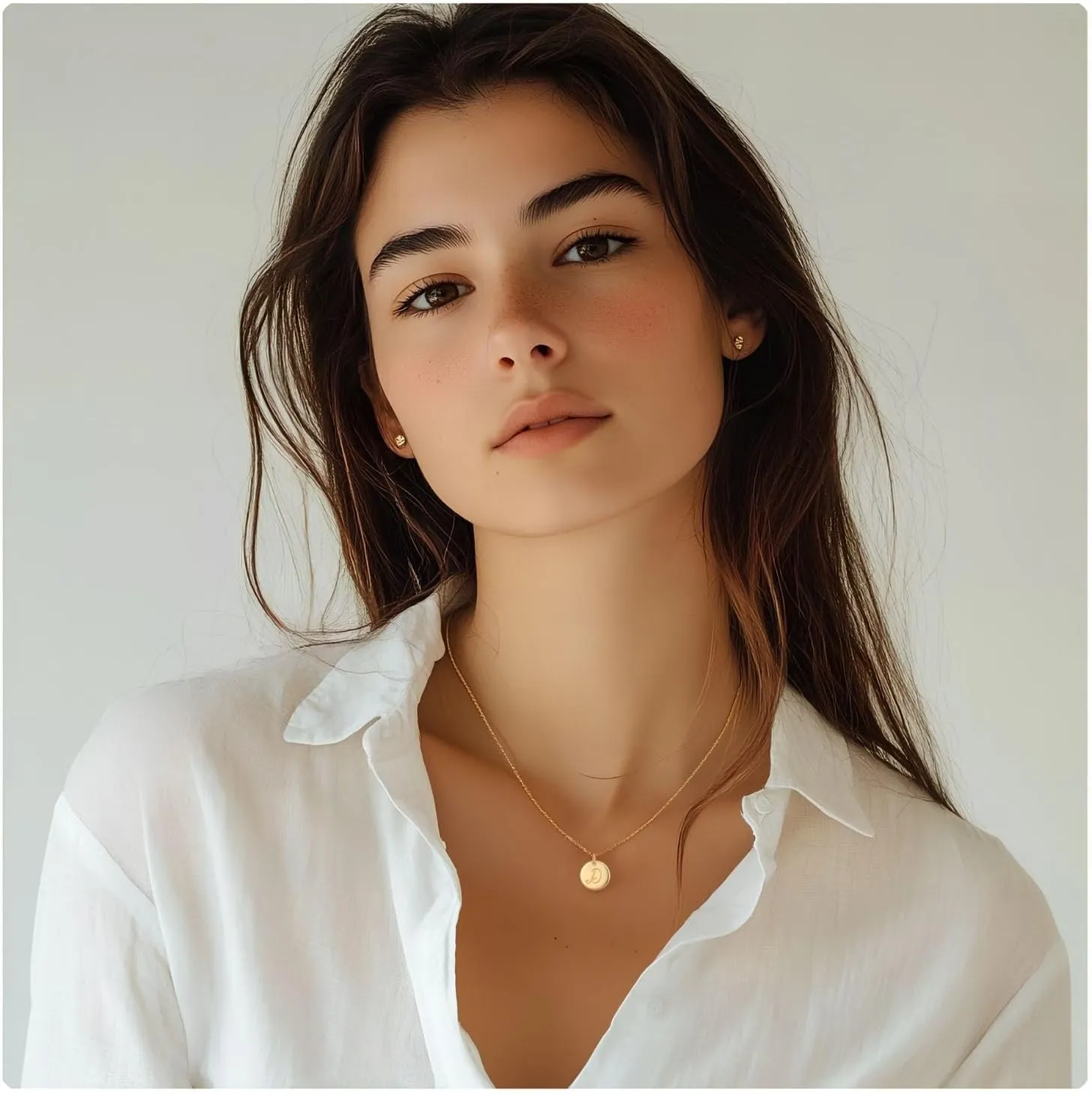 Initial Necklaces for Women 925 Sterling Silver Necklaces Dainty Letter Round Coin Disc Pendant Gold Silver Necklace Trendy Jewelry