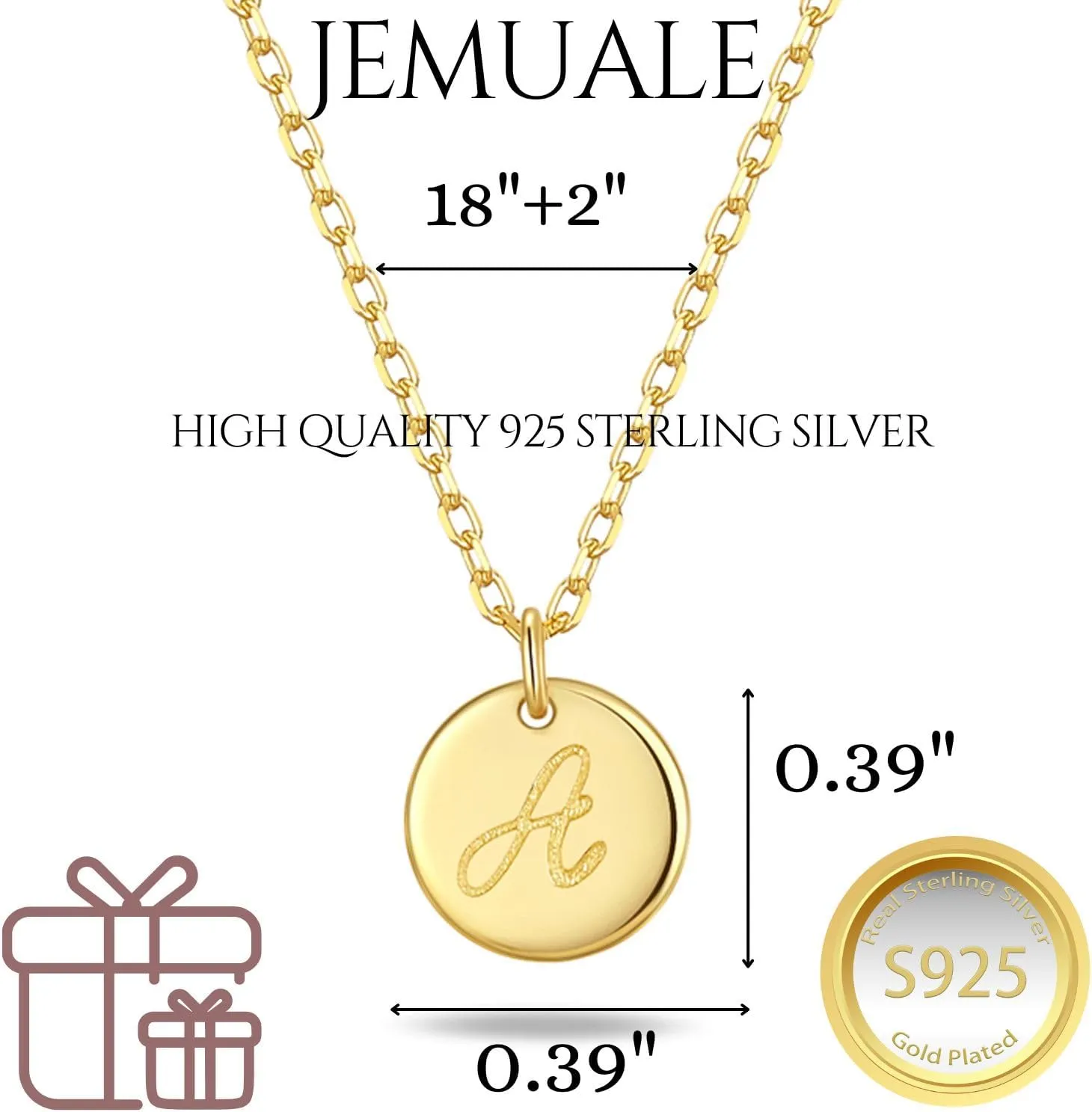 Initial Necklaces for Women 925 Sterling Silver Necklaces Dainty Letter Round Coin Disc Pendant Gold Silver Necklace Trendy Jewelry