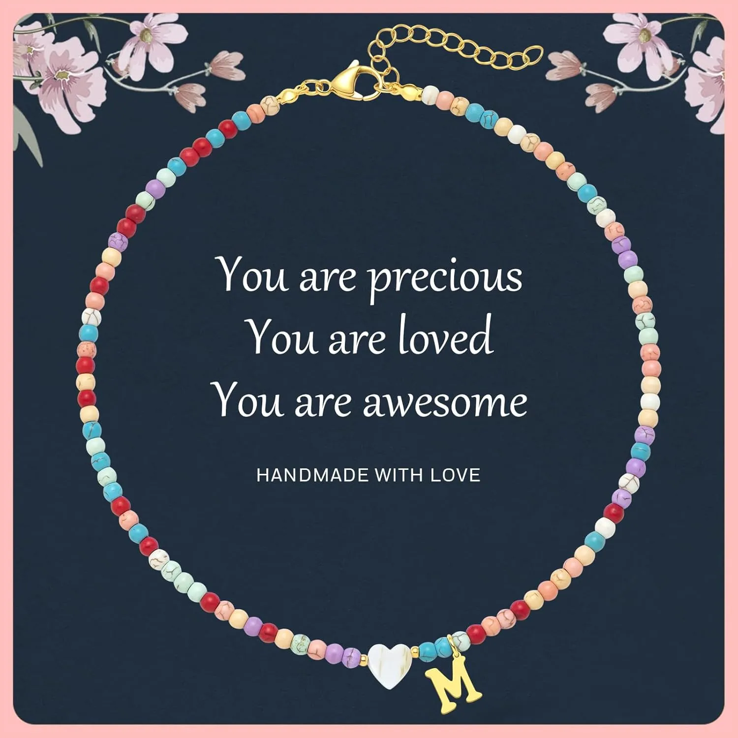 Initial Necklaces for Women,Colorful Beaded Choker Necklaces for Women Gifts Bohemian Letter Choker Necklace Jewelry for Women Birthday Gifts