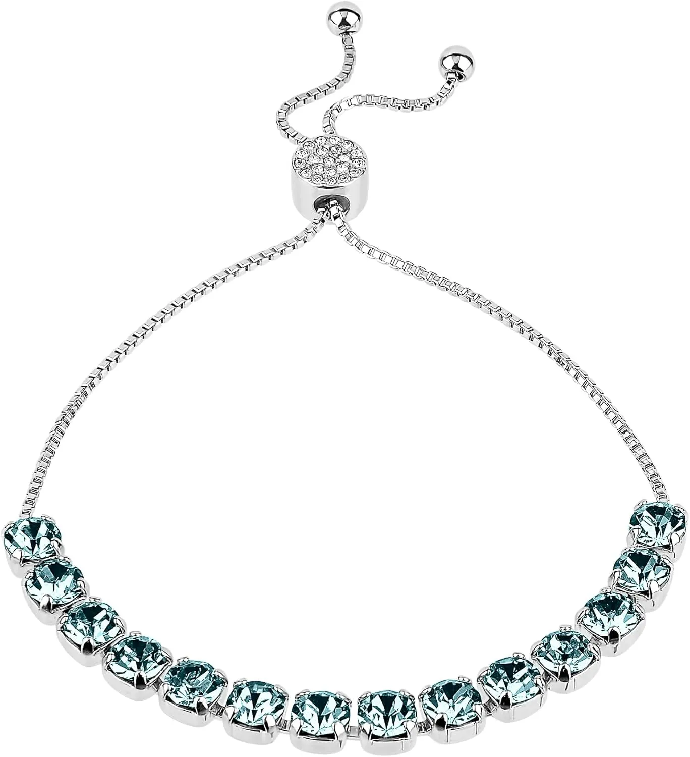 INSPIRED VOICES Easy Slider Adjustable Bracelets - Lariat & Tennis Styles for Women, Rhinestone Bracelets - Blue, Pink, Purple & More