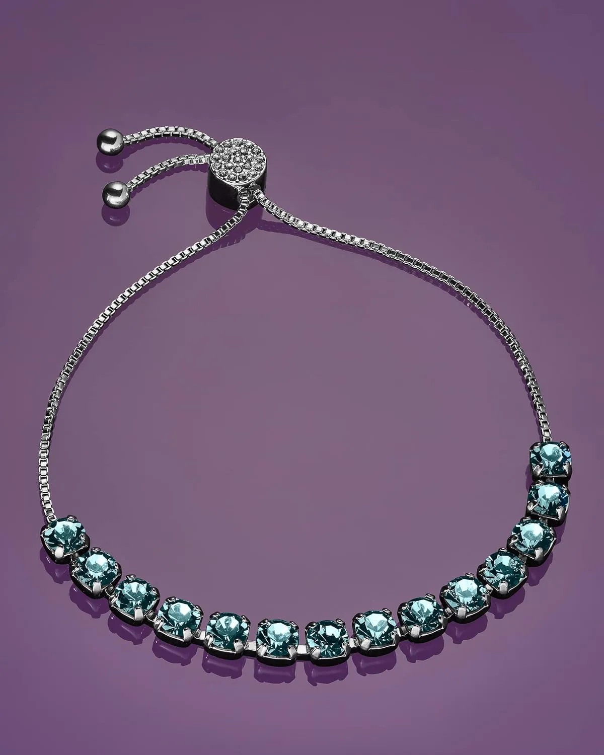 INSPIRED VOICES Easy Slider Adjustable Bracelets - Lariat & Tennis Styles for Women, Rhinestone Bracelets - Blue, Pink, Purple & More