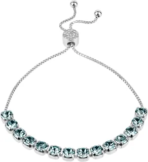 INSPIRED VOICES Easy Slider Adjustable Bracelets - Lariat & Tennis Styles for Women, Rhinestone Bracelets - Blue, Pink, Purple & More