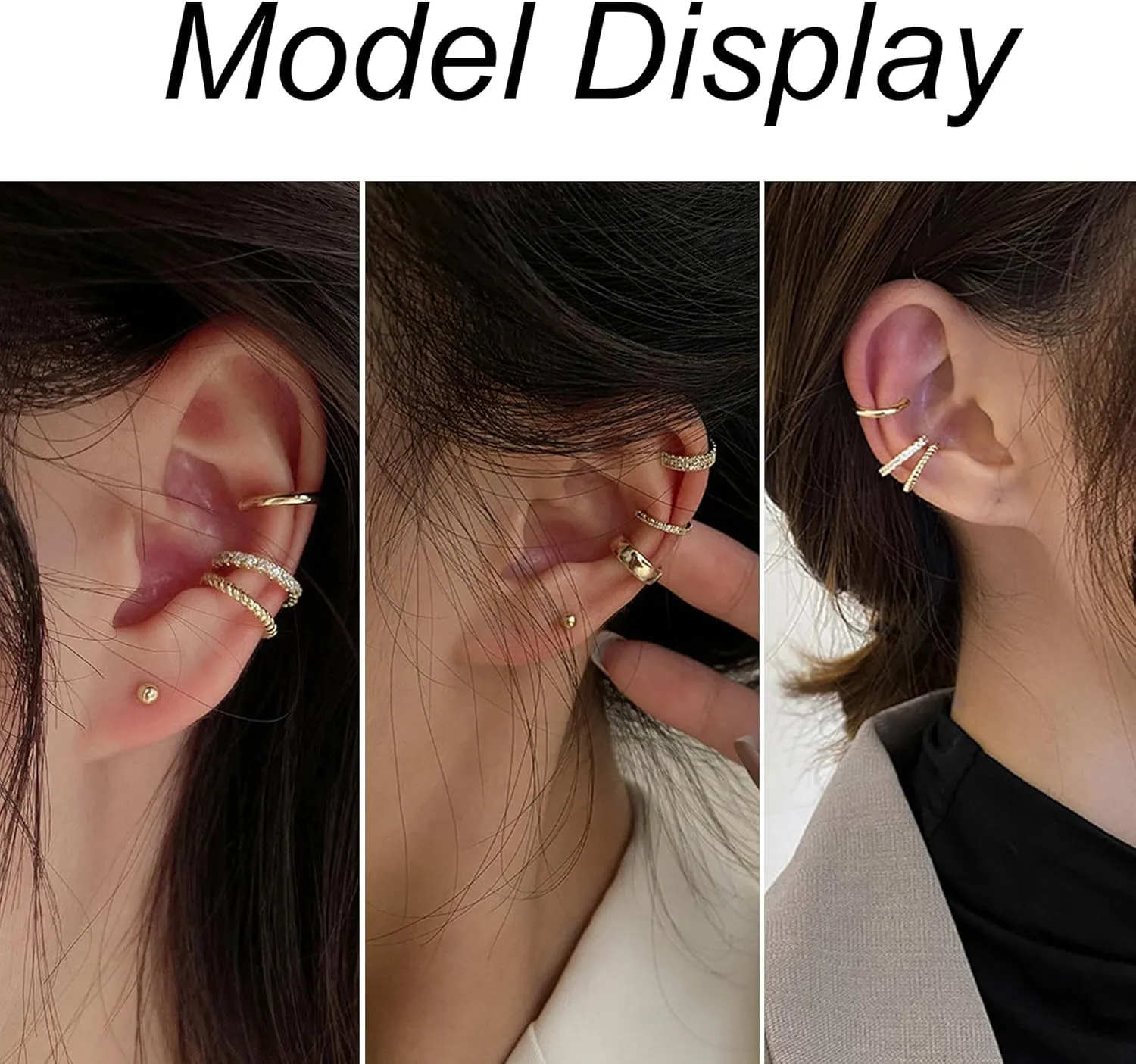 IRONBOX 9Pcs Ear Cuff Earrings for Women 14K Silver/Gold Ear Cuff Non Piercing Cartilage Clip Cuff Earrings Fake Earrings