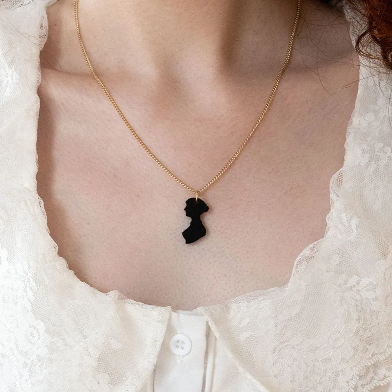 Jane Austen Silhouette Necklace in Gold