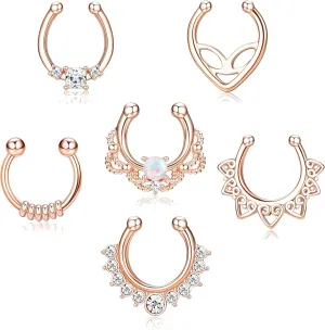 JOERICA Faux Septum Rings for Women Men Fake Nose Rings Hoop Clip On Lip Ear Nose Septum Hanger Jewelry Non-Pierced