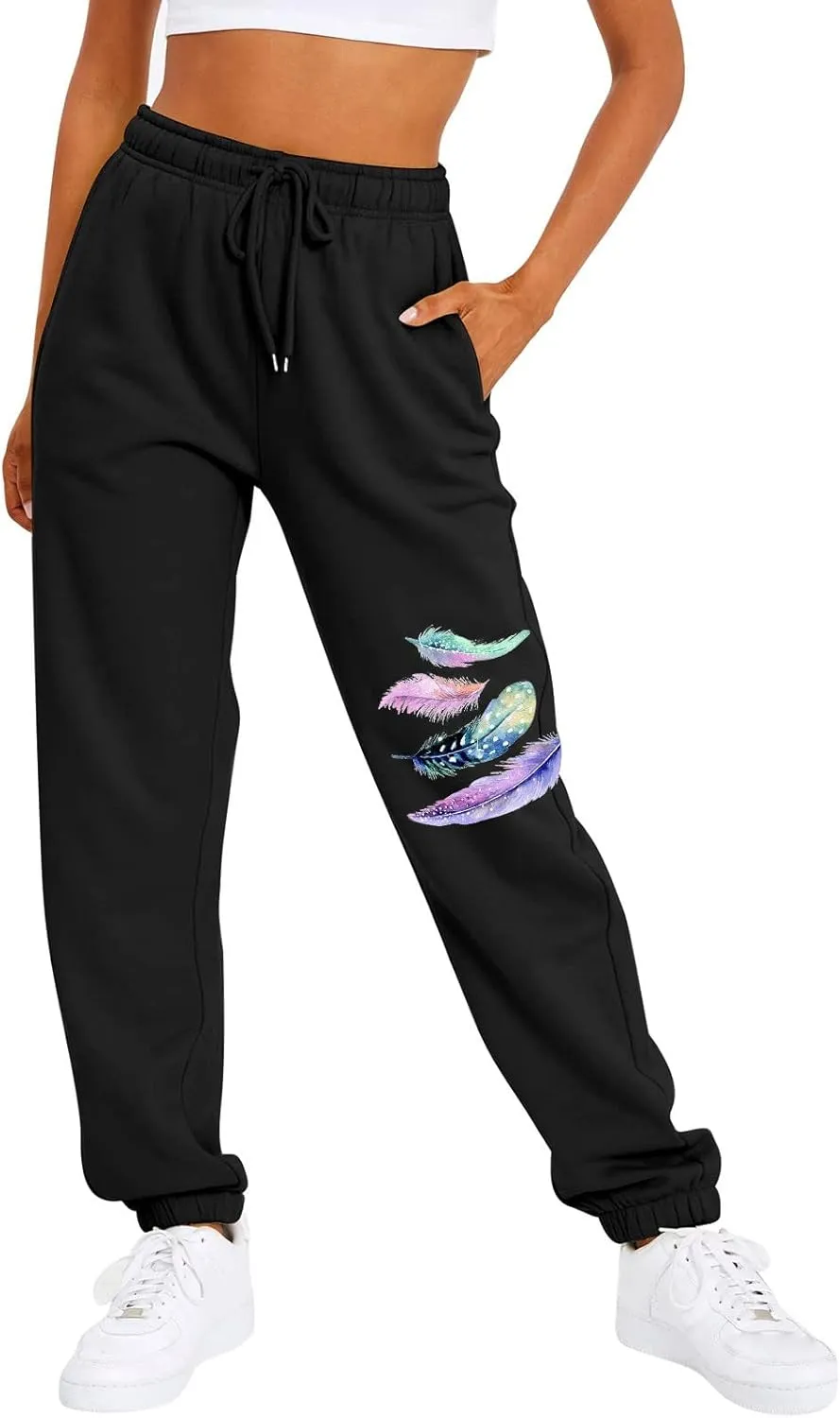 Jogger Pants for Women Stretchy Casual High Waisted Cinch Bottom Sweatpants Drawstring Elastic Waist Athletic Trousers
