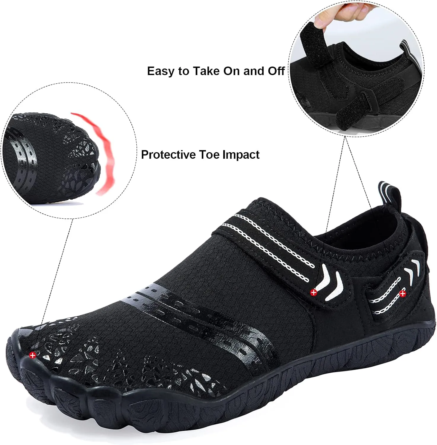 Josaywin Water Shoes for Men Quick Dry Wide Toe Aqua Shoes Adjustable Barefoot Sock for Swim Beach River Pool Surf