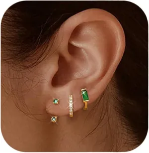 Jstyle 14K Gold Earrings for Women S925 Sterling Silver Earrings for Multiple Piercings Cartilage Stud Small Hoop Dainty Earrings Set