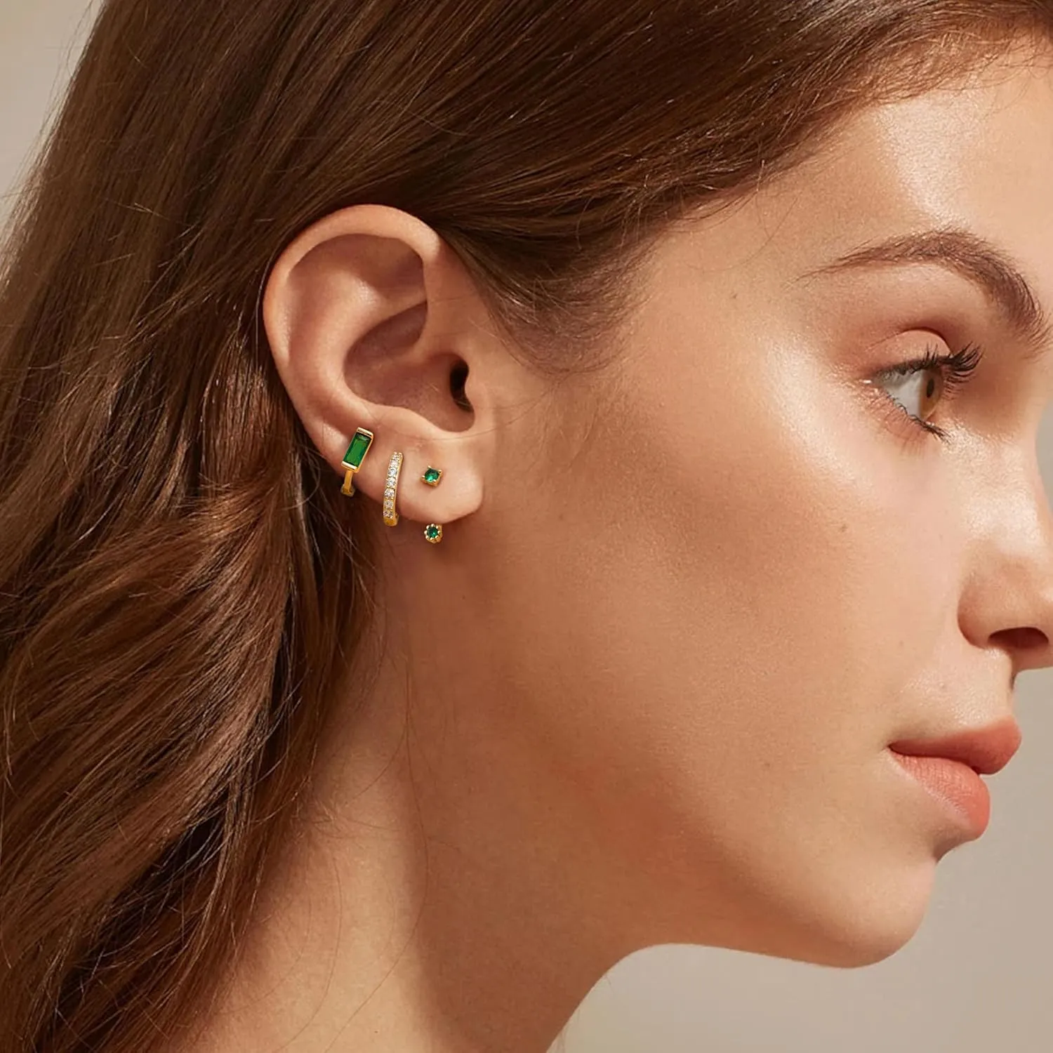 Jstyle 14K Gold Earrings for Women S925 Sterling Silver Earrings for Multiple Piercings Cartilage Stud Small Hoop Dainty Earrings Set