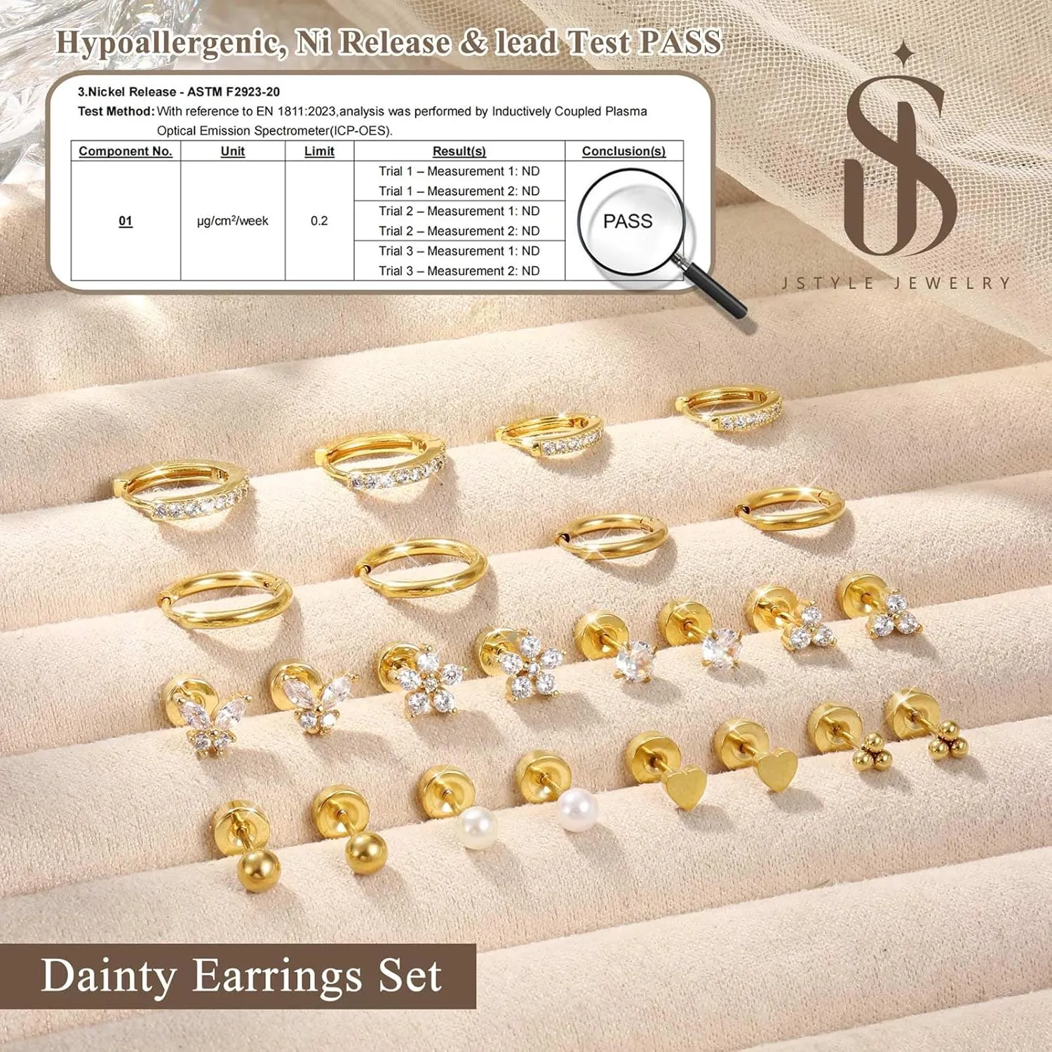 Jstyle Hypoallergenic Gold Stud Hoop Earrings for Women Men Surgical Stainless Steel Flat Back Earrings Small 14K Gold Huggie Hoops Cartilage Earring Set for Multiple Piercing Jewelry Gifts for Women