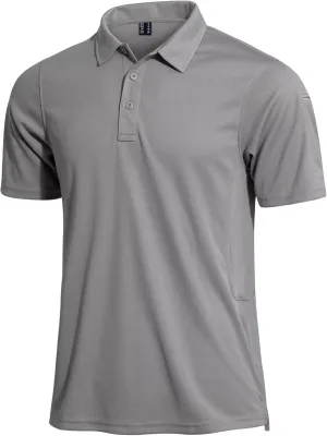 KEFITEVD Men's Jersey Polo Shirts Quick Dry Tactical Shirts Short Sleeve Outdoor Pique Performance Military Active Shirts