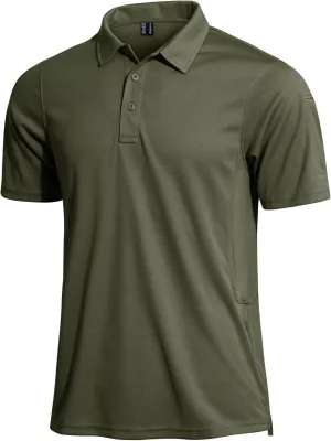 KEFITEVD Men's Jersey Polo Shirts Quick Dry Tactical Shirts Short Sleeve Outdoor Pique Performance Military Active Shirts