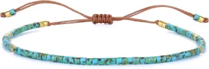 KELITCH Adjustable turquoise bead bracelet single color knitting friendship bracelet fashion jewelry daily wear gift (28 color selection)