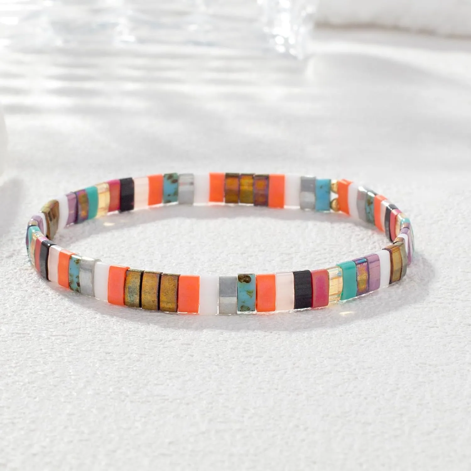 KELITCH Women Stretch Bracelets Tila Beaded Candy Colors Friendship Bracelets New