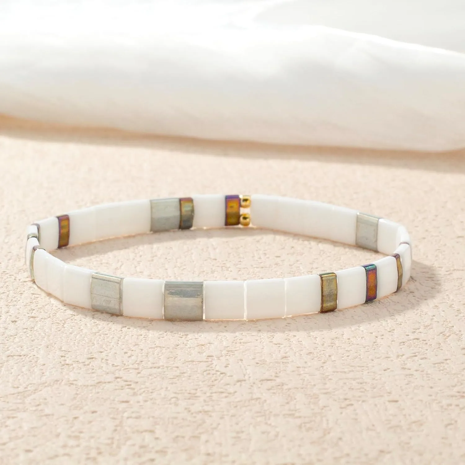 KELITCH Women Stretch Bracelets Tila Beaded Candy Colors Friendship Bracelets New