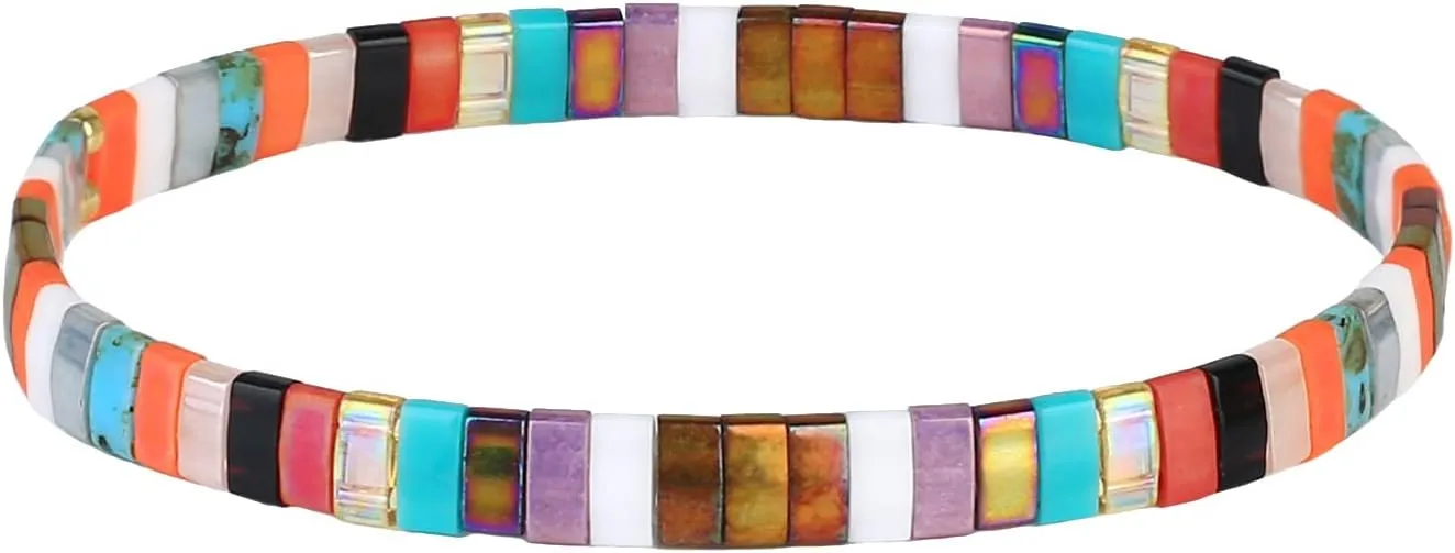 KELITCH Women Stretch Bracelets Tila Beaded Candy Colors Friendship Bracelets New