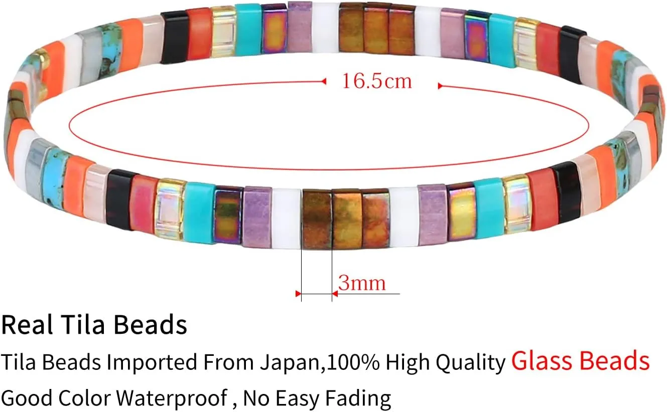 KELITCH Women Stretch Bracelets Tila Beaded Candy Colors Friendship Bracelets New