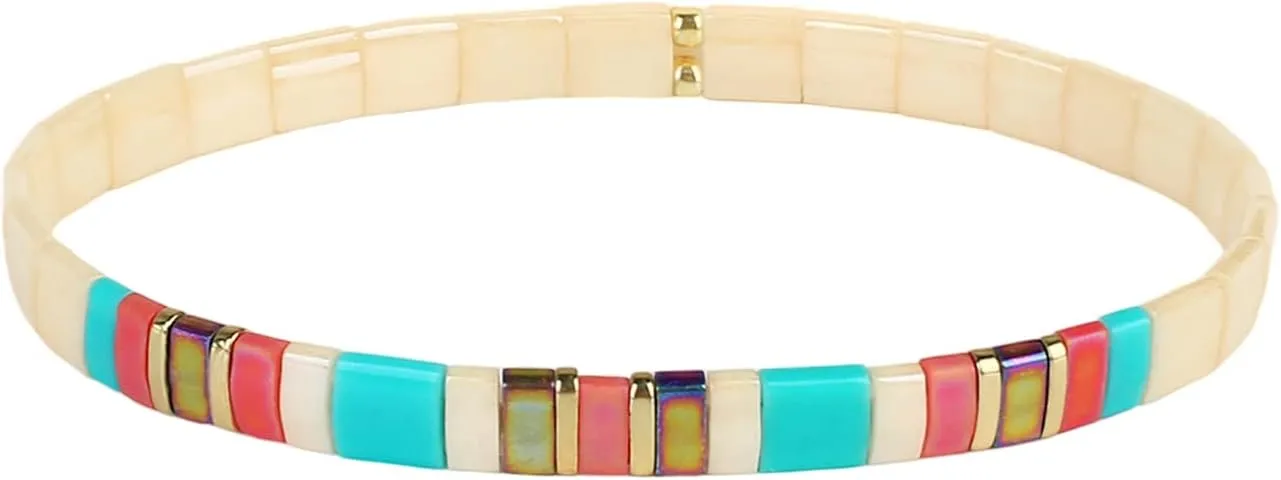 KELITCH Women Tila Seed Beaded Stretch Bracelets Mixed Friendship Bracelets