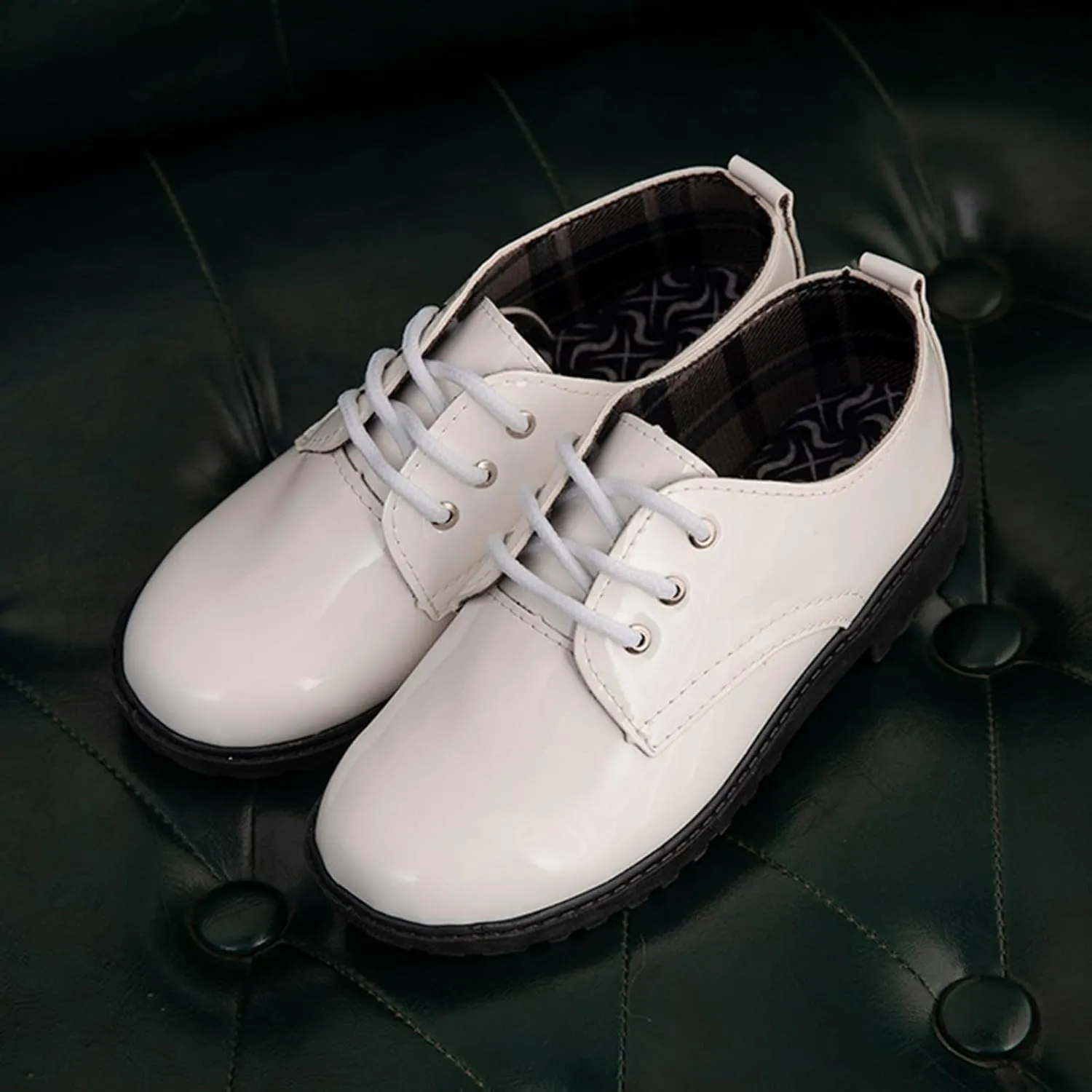 Kids Formal Leather Lace Shoes Boys Girls Wedding Uniform Elegant Cute Flat Sneakers School Birthday Ankle Dress Shoes