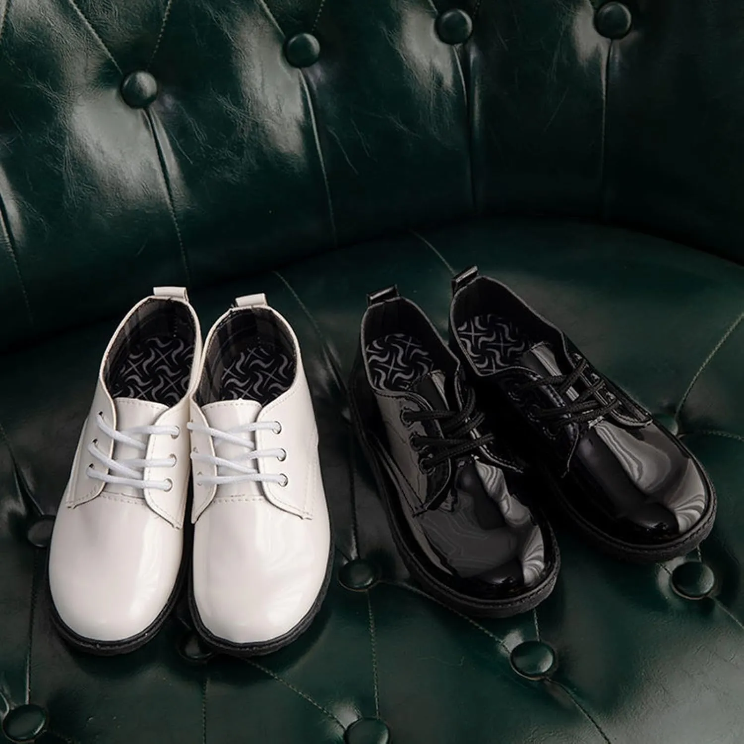Kids Formal Leather Lace Shoes Boys Girls Wedding Uniform Elegant Cute Flat Sneakers School Birthday Ankle Dress Shoes