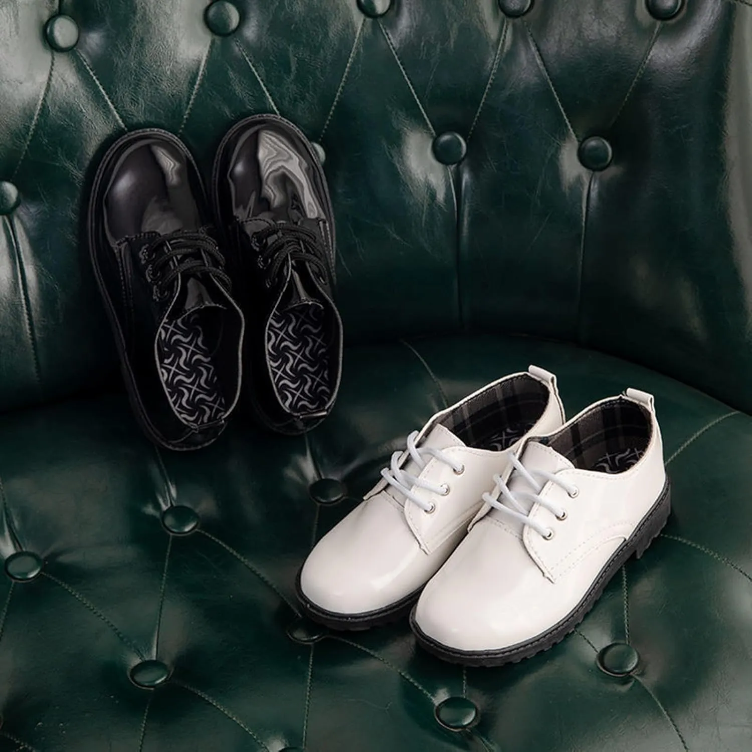 Kids Formal Leather Lace Shoes Boys Girls Wedding Uniform Elegant Cute Flat Sneakers School Birthday Ankle Dress Shoes
