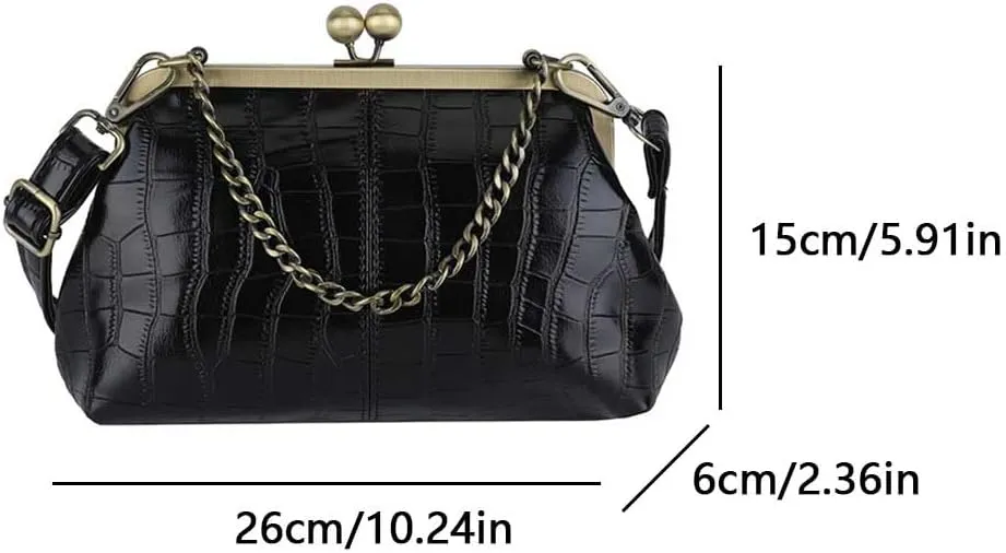 Kiss Lock Purses and Handbags Kisslock Crossbody Bag Vintage Shoulder Clutch Purses for Women