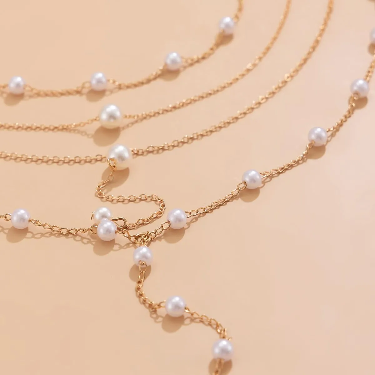 Lariat Necklace for Women Dainty Gold/Silver Long Necklaces Trendy Y-Shaped Pendant Necklace Layered Beaded Chain Necklaces