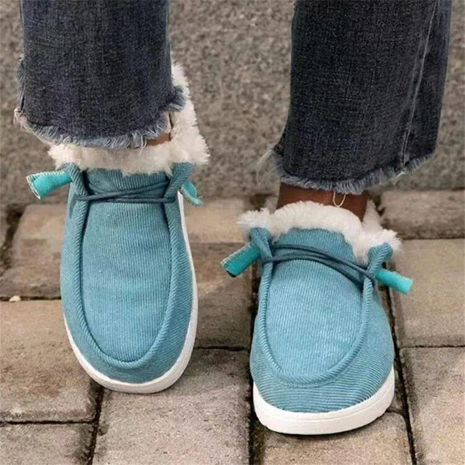 Lausiuoe Cute Winter Boots For Women Fashion Warm Snow Fuzzy Ankle Booties Silp On Comfortable Casual Fur Lined Loafers Shoes