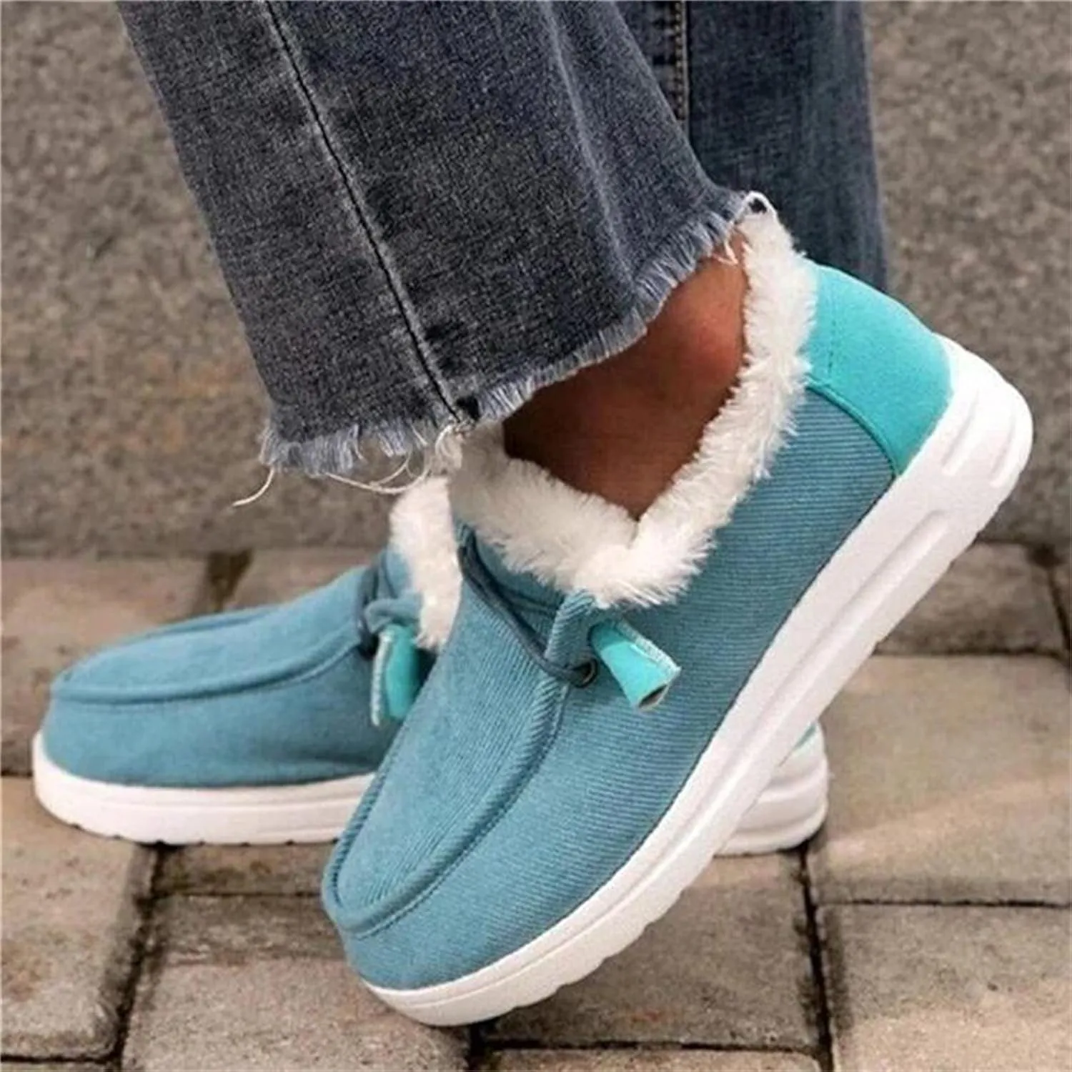 Lausiuoe Cute Winter Boots For Women Fashion Warm Snow Fuzzy Ankle Booties Silp On Comfortable Casual Fur Lined Loafers Shoes