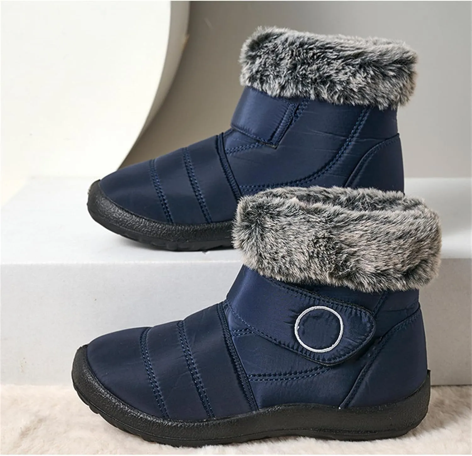 Lausiuoe Snow Boots For Women Waterproof Insulated Wide Width Winter Ankle Booties Warm Fur Lined Outdoor Walking Shoes