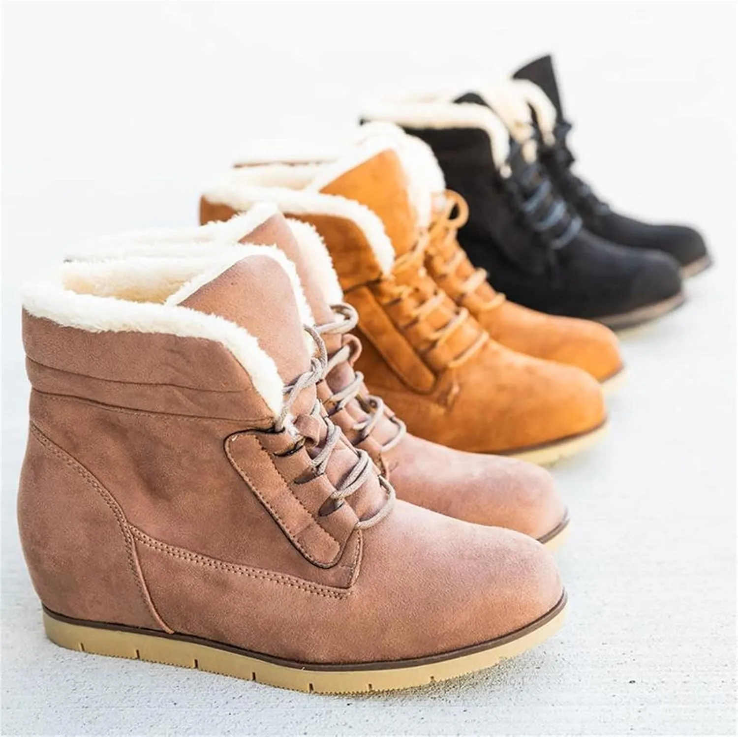 Lausiuoe Winter Boots For Women 2022 Trendy Warm Fur Lined Snow Outdoor Booties Casual Fashion Comfortable Fuzzy Shoes