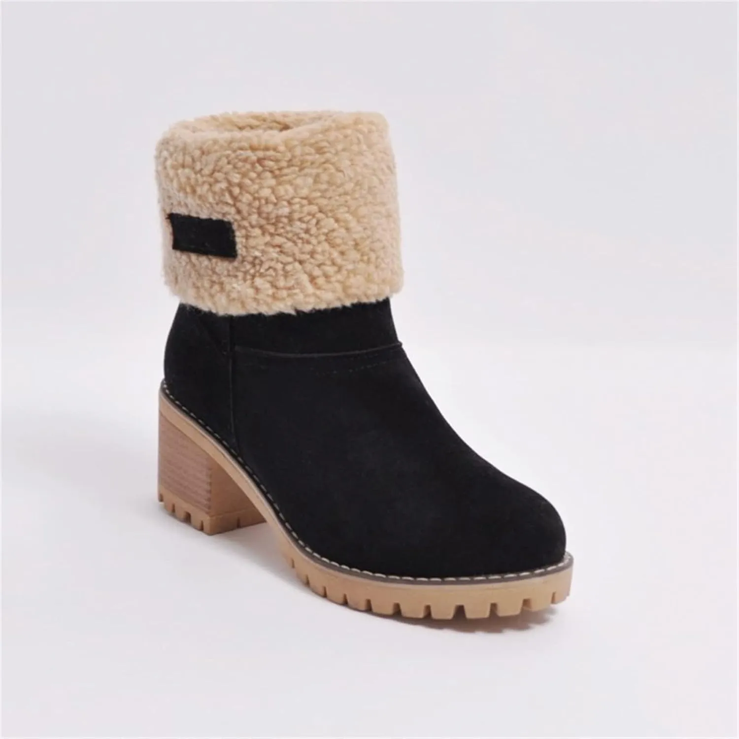 Lausiuoe Winter Boots For Women Fashion Wide Calf Snow Boots Fur Lined Warm Fuzzy booties Casual Outdoor Comfortable Shoes 2022