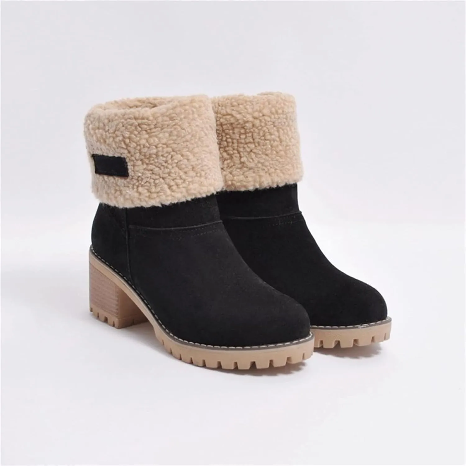 Lausiuoe Winter Boots For Women Fashion Wide Calf Snow Boots Fur Lined Warm Fuzzy booties Casual Outdoor Comfortable Shoes 2022