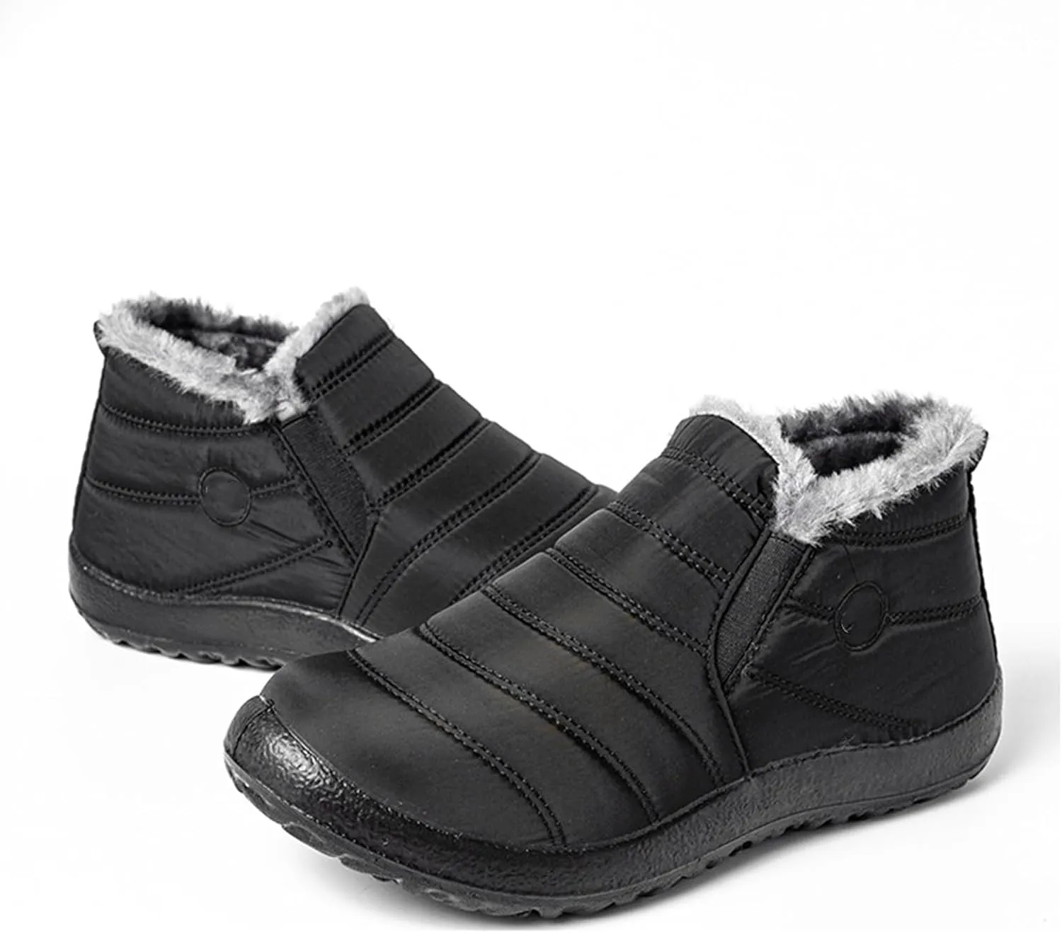 Lausiuoe Winter Boots For Women Waterproof Snow Non Slip Ankle Booties Fur Lined Warm Slip On Outdoor Comfortable Shoes