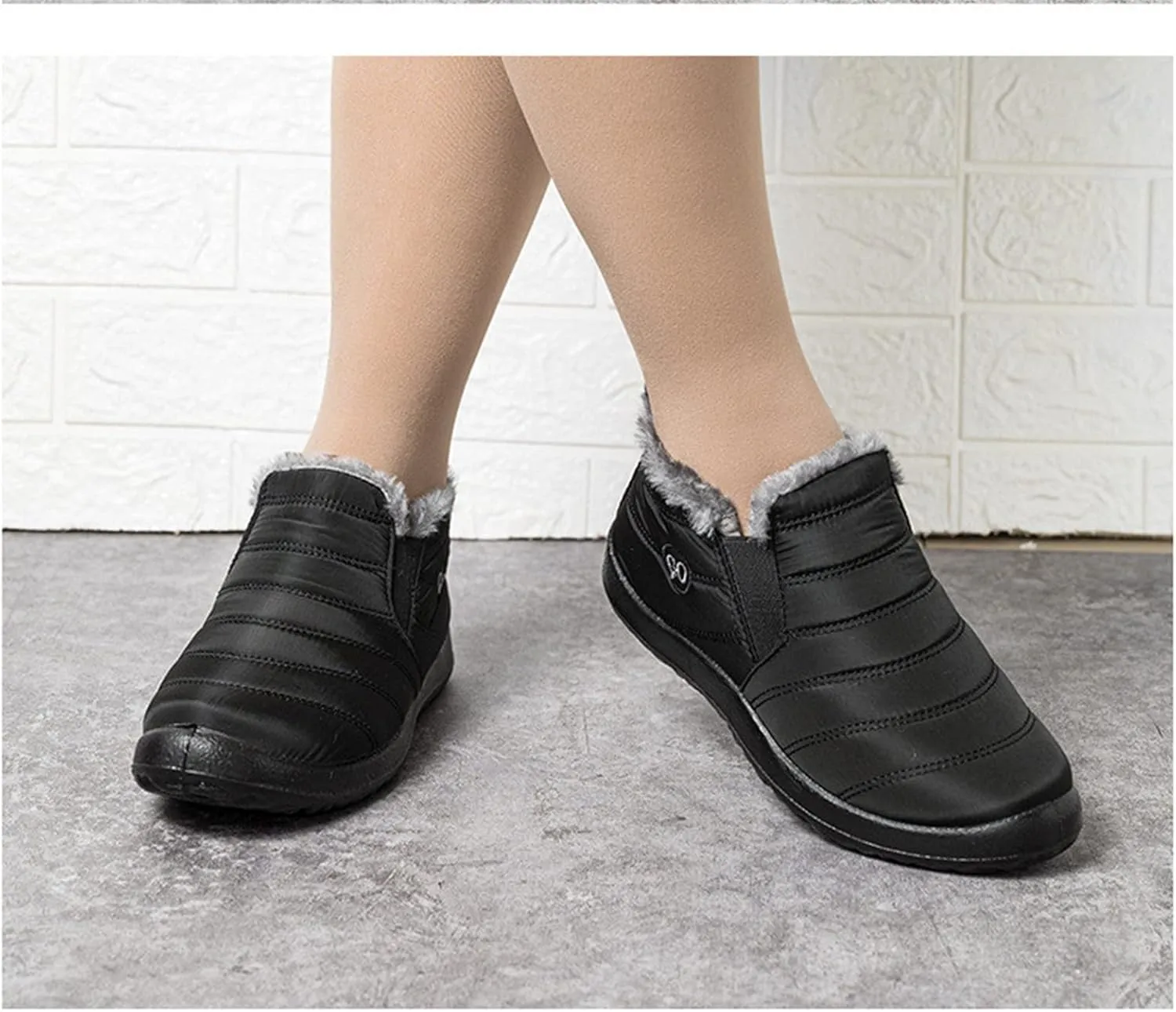 Lausiuoe Winter Boots For Women Waterproof Snow Non Slip Ankle Booties Fur Lined Warm Slip On Outdoor Comfortable Shoes