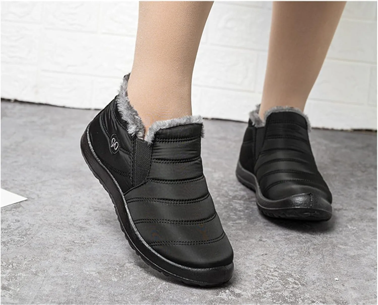 Lausiuoe Winter Boots For Women Waterproof Snow Non Slip Ankle Booties Fur Lined Warm Slip On Outdoor Comfortable Shoes