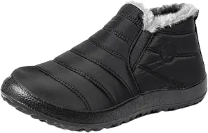 Lausiuoe Winter Boots For Women Waterproof Snow Non Slip Ankle Booties Fur Lined Warm Slip On Outdoor Comfortable Shoes