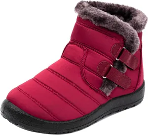 Lausiuoe Winter Boots For Women Waterproof Snow Non Slip Fur Lined Warm Slip On Booties Comfortable Outdoor Shoes