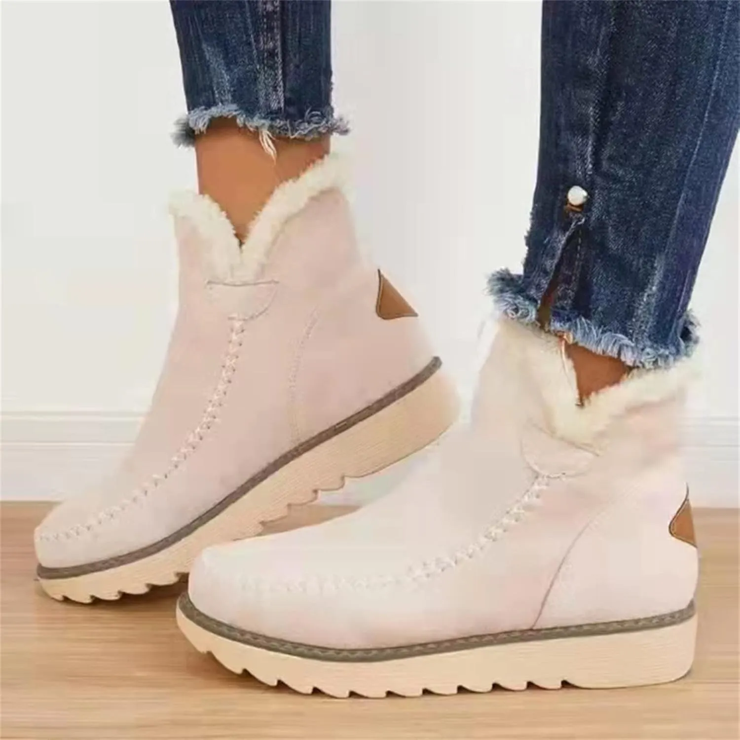 Lausiuoe Winter Dress Boots For Women 2024 Snow Boots Fur Lining Warm Casual Fashion Trendy Fuzzy Loafers Shoes Ankle Booties