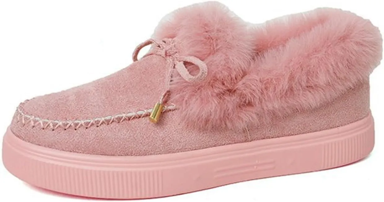 Lausiuoe Winter Fashion Boots For Women 2024 Snow Boots Warm Casual Trendy Comfortable Slip On Outdoor Fur Lined Fuzzy Shoes