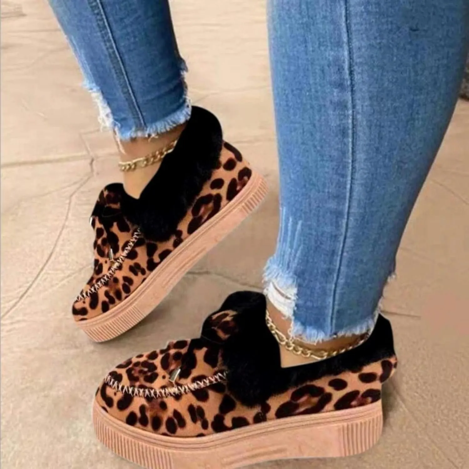 Lausiuoe Winter Fashion Boots For Women 2024 Snow Boots With Warm Fur Lining Comfortable Fuzzy Ankle Booties Loafers Shoes