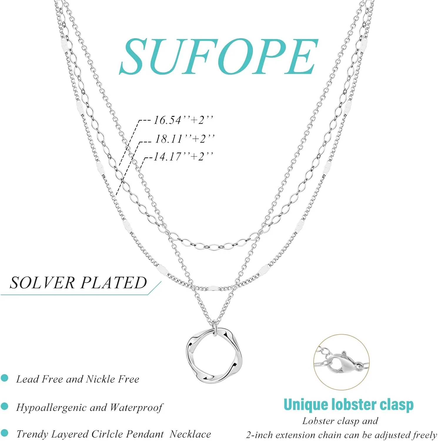 Layered Necklaces for Women,14K Gold/Silver Necklace Set Simple Layered Necklaces Herringbone Twisted Lip Chain Dainty Pendant Necklace Jewelry